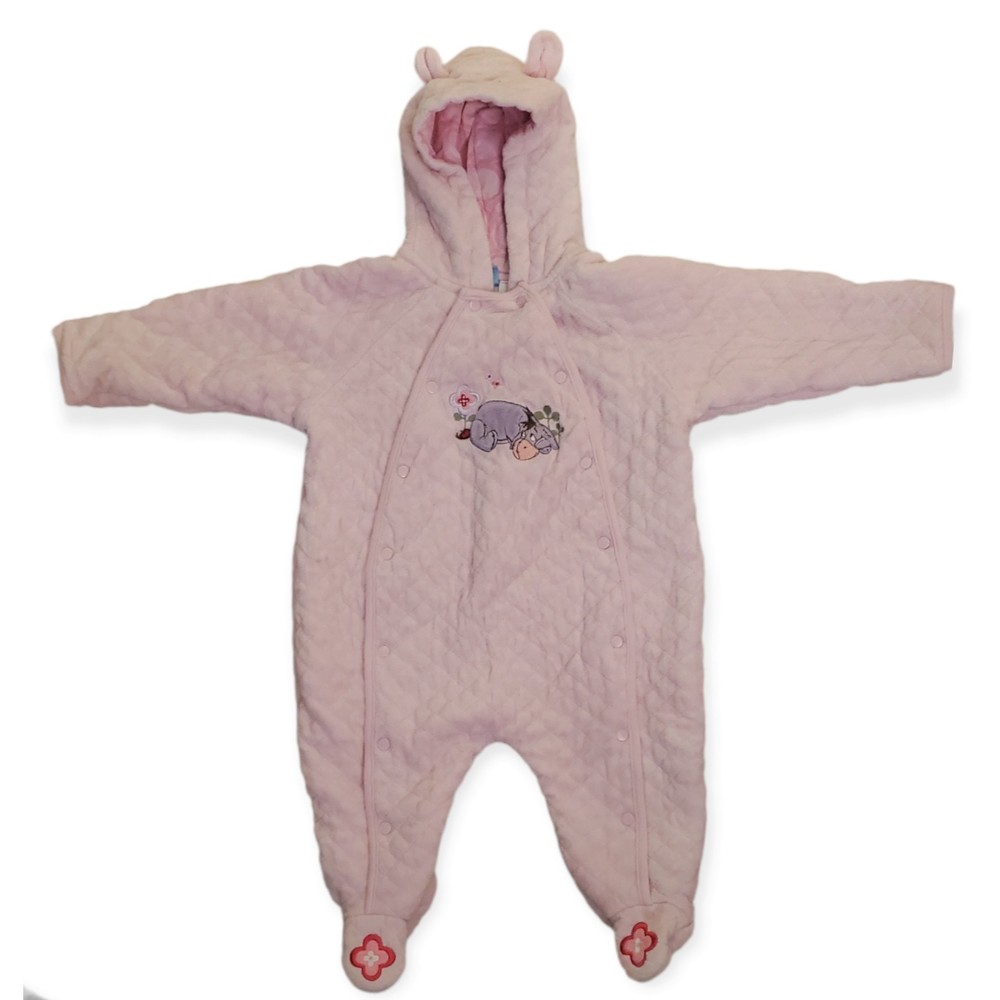 Disney Baby Fleece Snowsuit Pink with Eeyore Infant 6-9 Month